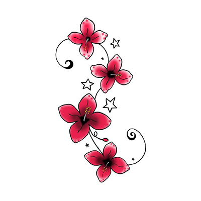 Red Flowers Design Water Transfer Temporary Tattoo(fake Tattoo) Stickers NO.11223